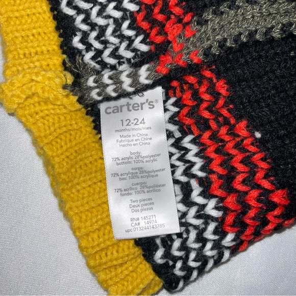 Carters Boys 12-24 Month Grey Knit Monster Winter Beanie Hat Double Layer Toque - Picture 5 of 8